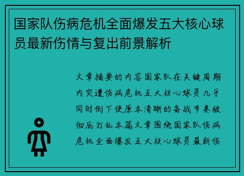 国家队伤病危机全面爆发五大核心球员最新伤情与复出前景解析